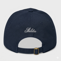 Baruch Hashem back of hat Navy