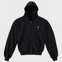 Black hoodie with a small Israel logo on a light gray background