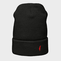 black and red waffle israel beanie