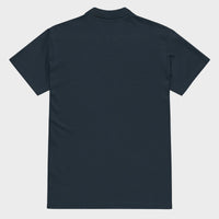 navy script polo back