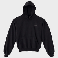 Black hoodie with a small Shlita logo on a light gray background