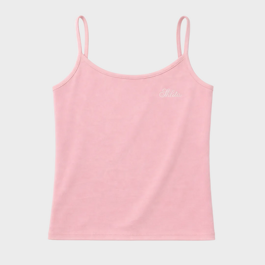 Pink tank top with 'Shlita' text on a white background