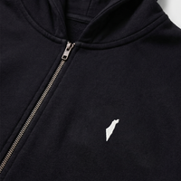 Black hoodie with a small white Israel logo on the chest
