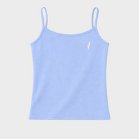 Light blue tank top with thin straps on a white background with israel logo