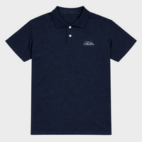 Navy blue polo shirt with Shlita logo on a white background