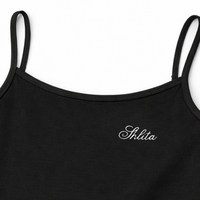 Black tank top with 'Shlita' embroidery on a white background
