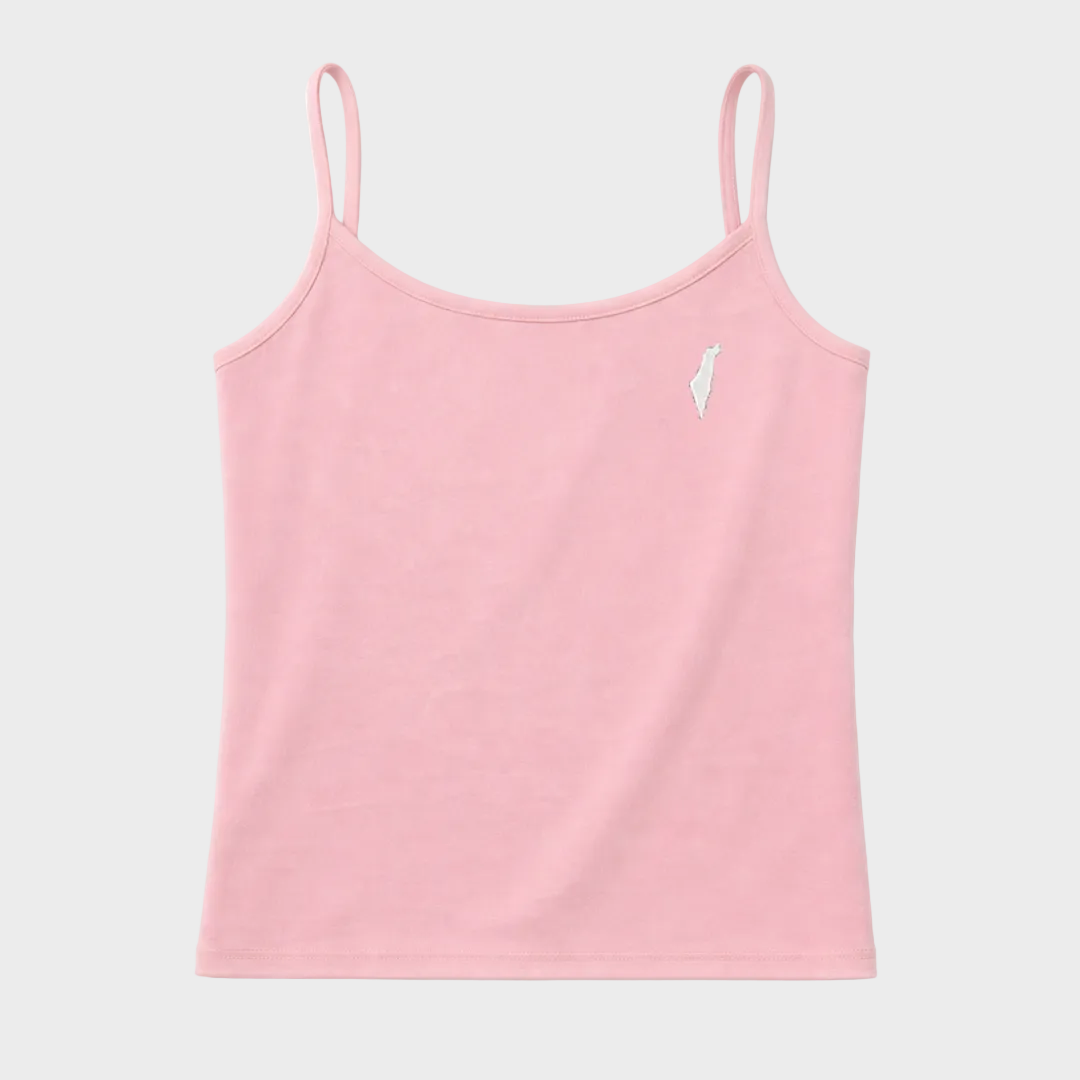 Pink tank top with an Israel logo on a white background