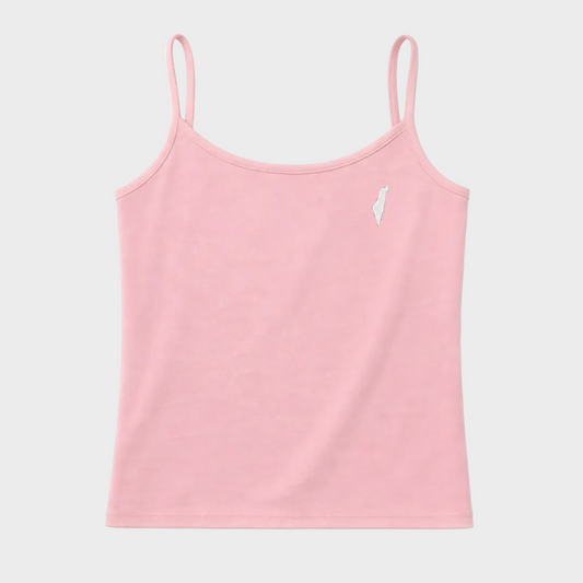 Pink tank top with an Israel logo on a white background